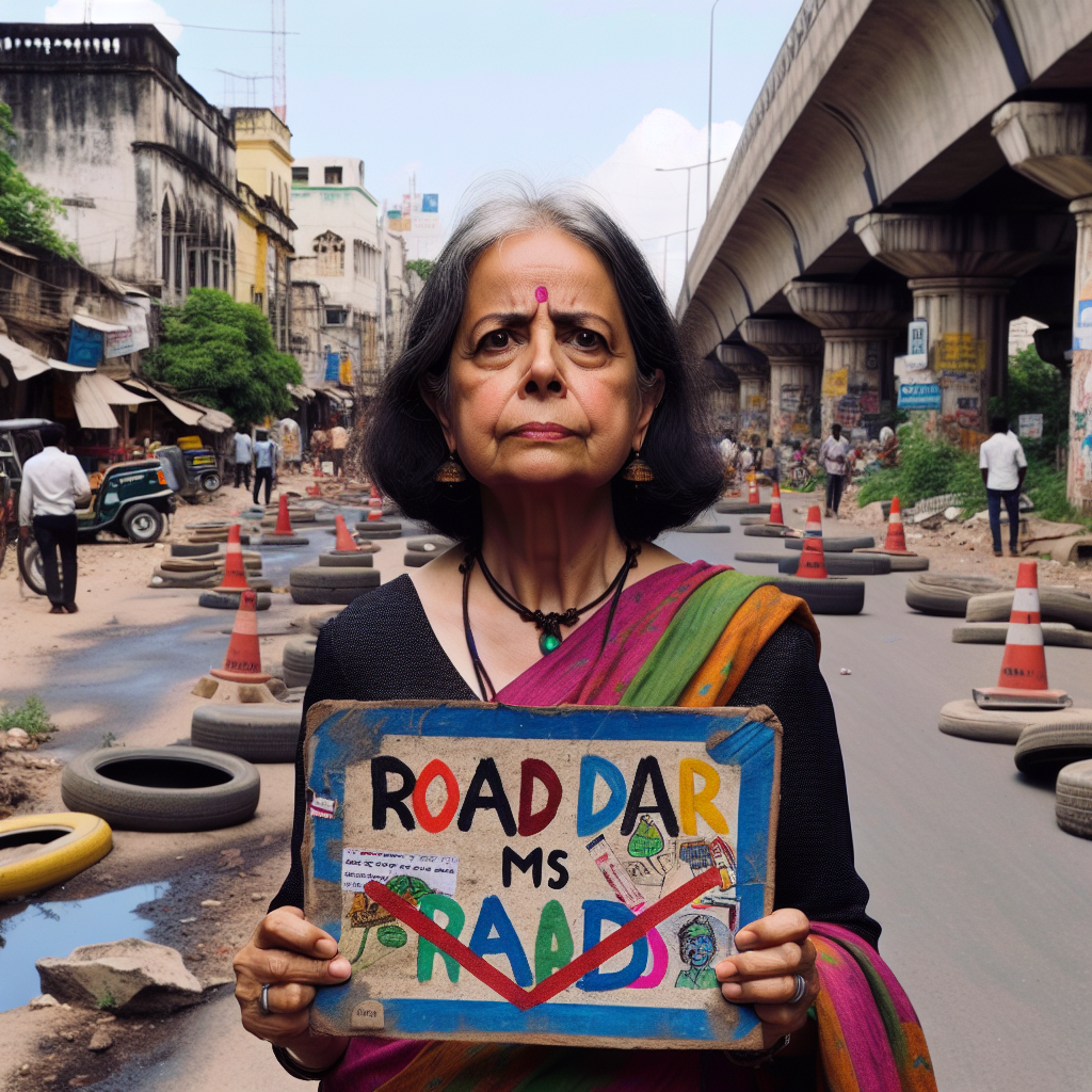 Hyderabad Woman Stages Unique Protest Over Pothole Menace