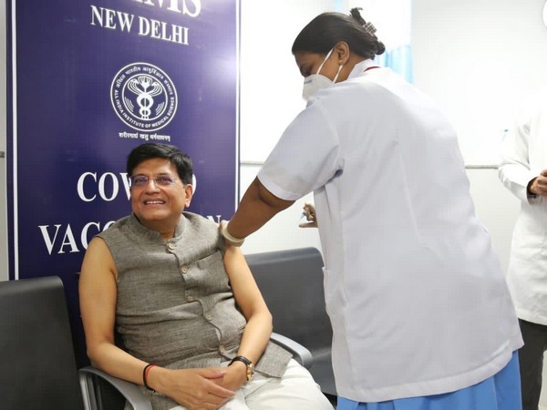 Piyush Goyal takes his first dose of the COVID-19 vaccine at AIIMS