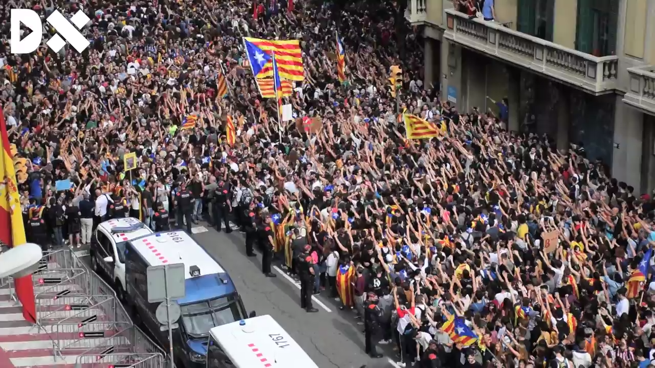 Catalan separatists protest on anniversary of banned independence referendum