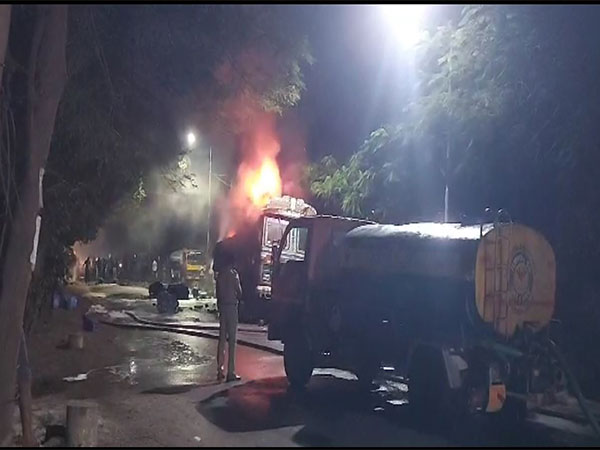 Fiery Mishap: Lorry Engulfed in Flames in Hyderabad