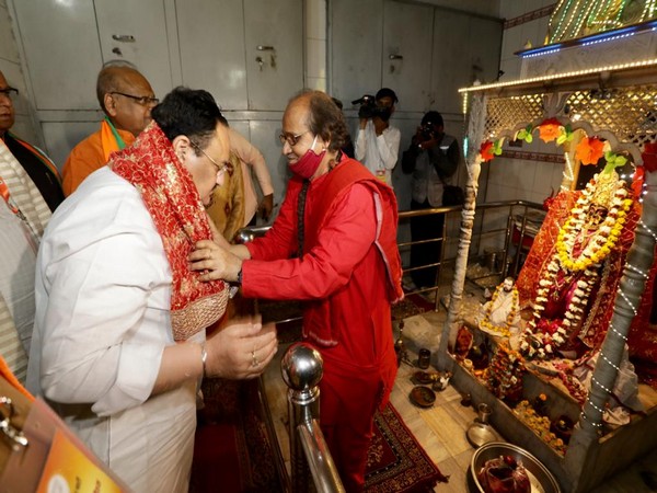 BJP President JP Nadda offers prayers at Jaipur's Kali Bari temple