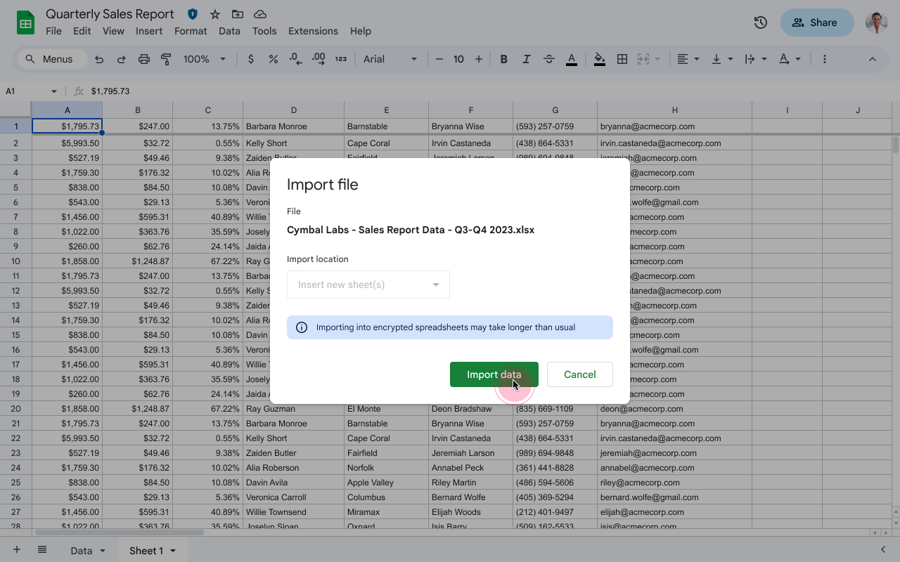 You can now import and convert sensitive Excel files into client-side encrypted Google Sheets