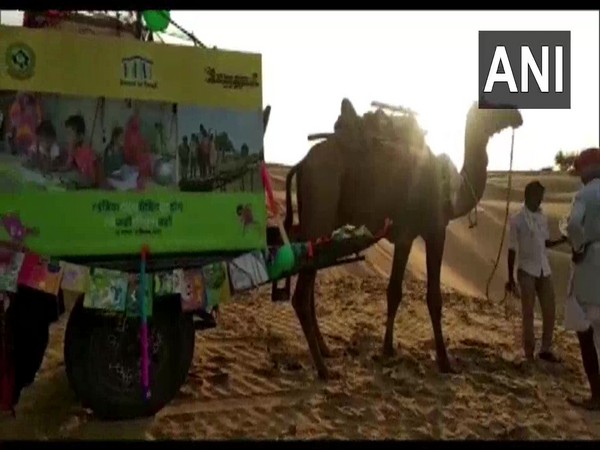 Mobile libraries on camel carts providing education to children in remote villages of Rajasthan