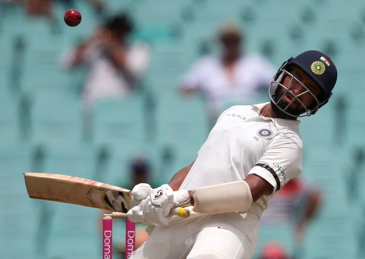 UPDATE 1-Cricket-Pujara falls short of double century but India bat on