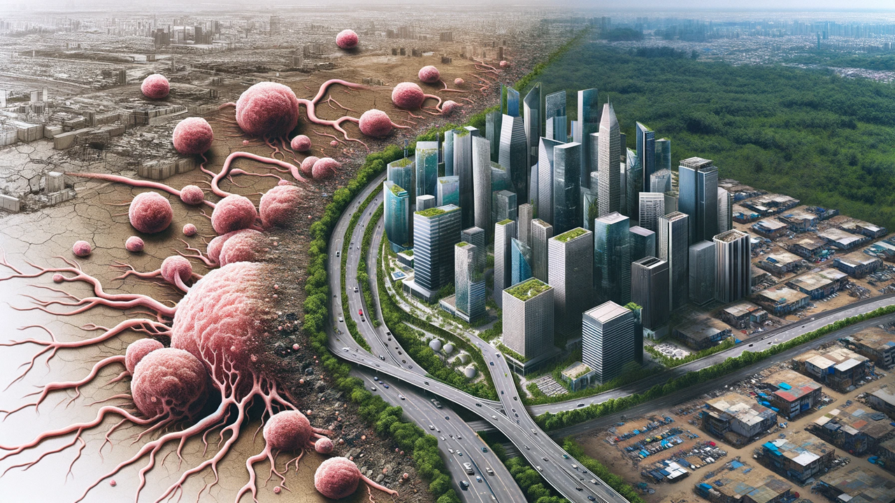 Understanding Urban Expansion through the Lens of Cancerous Growth