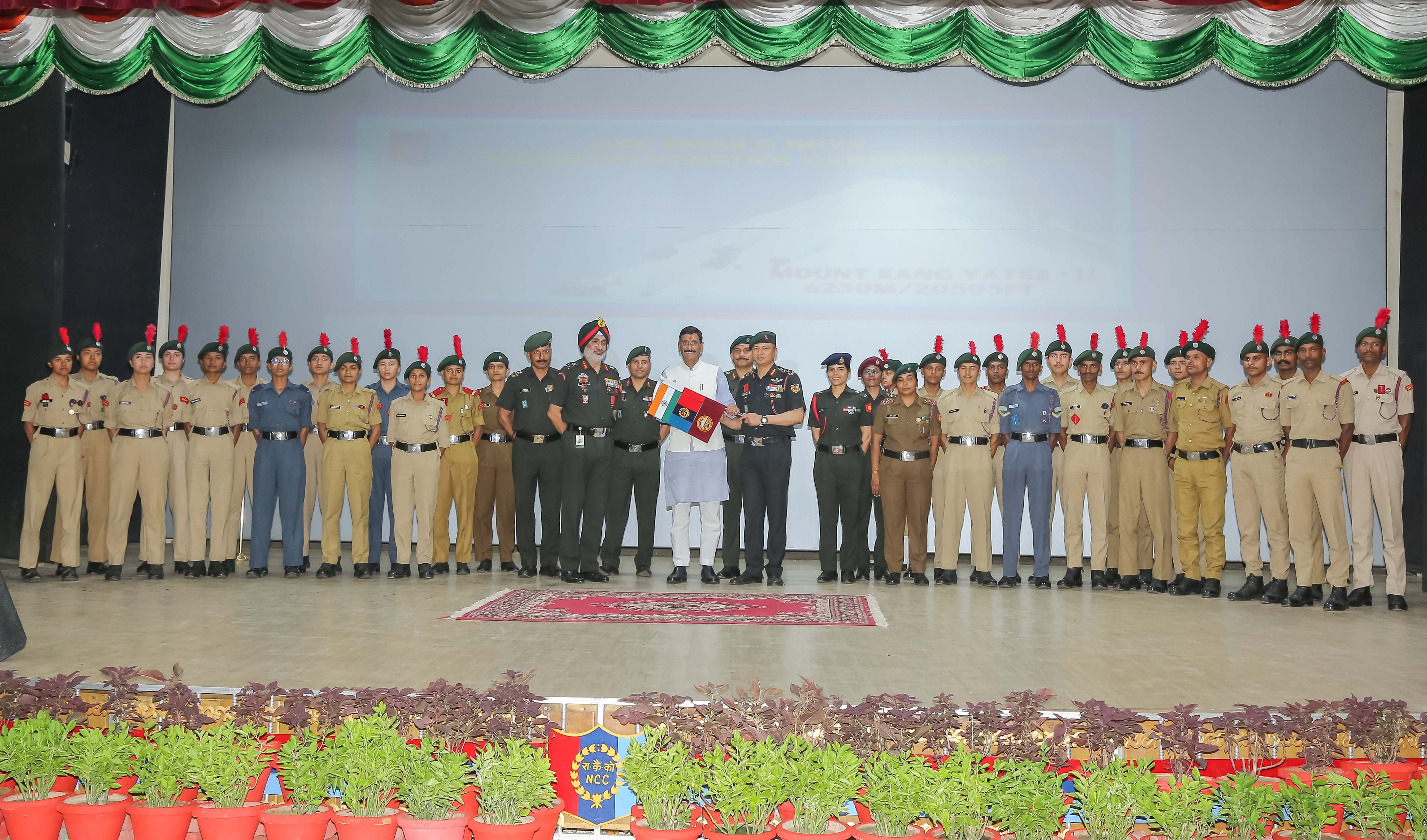 Raksha Rajya Mantri Flags in NCC Cadets After Triumphant Mt Kang Yatse-II Expedition