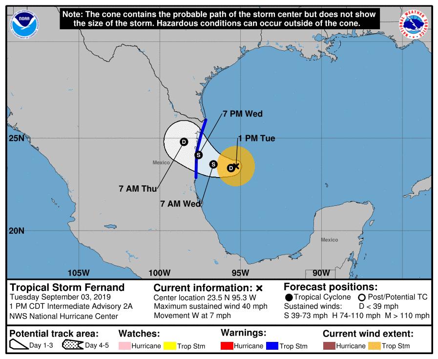 NHC says Tropical Storm Fernand forms in Gulf of Mexico
