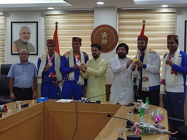 Sports Minister Anurag Thakur felicitates para athletes, hopes javelin will become as popular as cricket bat