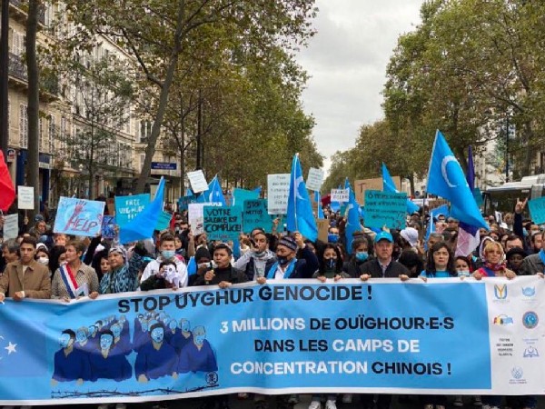 Thousands protest in Paris against China's rights violation in Xinjiang