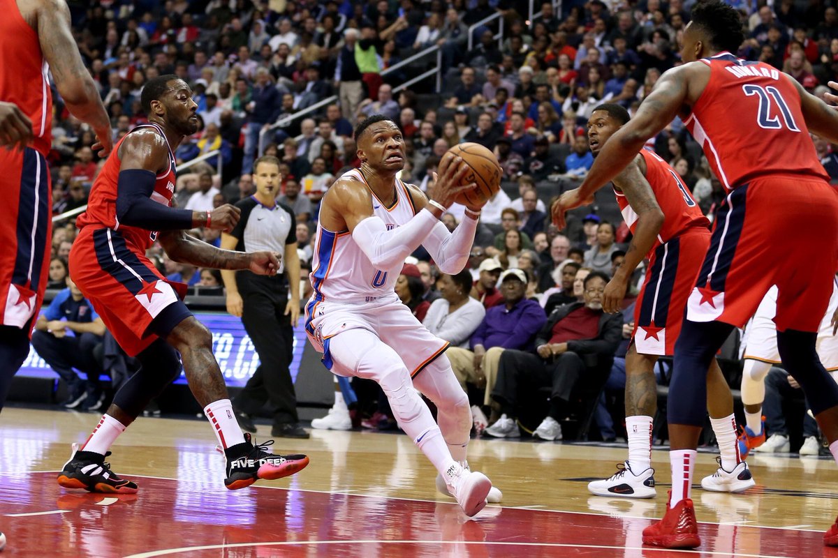 Basketball: Russell 23, Jerami 22 helps Thunder to overcome Wizards