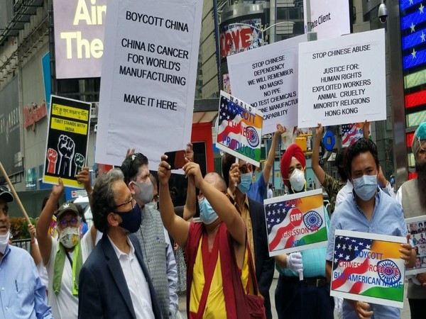 'Boycott China': Indian Americans, Taiwanese Americans and Tibetans take to Times Square to denounce China