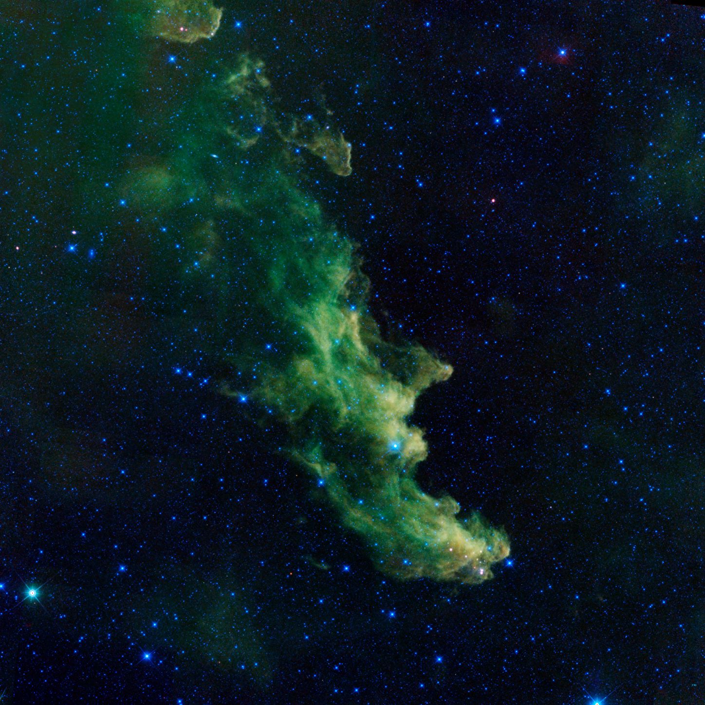 A witch screaming out into space, hundreds of light-years away from Earth