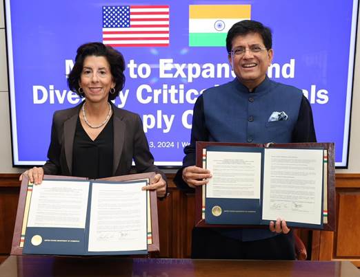 India and US sign MoU to “Expand and Diversify Critical Mineral Supply Chains”
