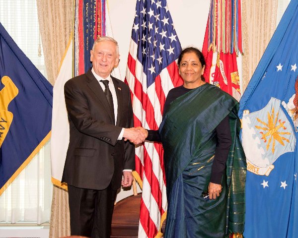 Indian defense Minister Sitharaman meets US Defence secretary Jim Mattis