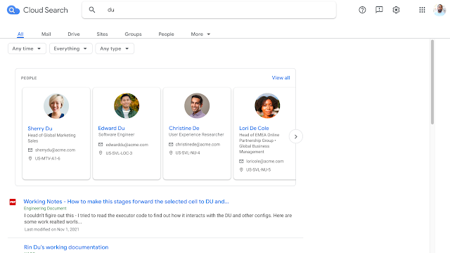 People search in Google Cloud Search and APIs reduces efforts to find people