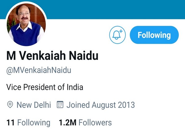 Twitter removes blue badge from Vice President Venkaiah Naidu's personal verified account