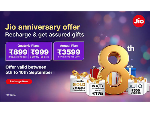 Reliance Jio Celebrates 8th Anniversary with Special Recharge Offers