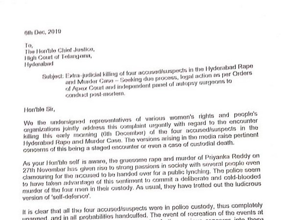 Telangana encounter: Human right activists write to Telangana HC's Chief Justice, seeks intervention