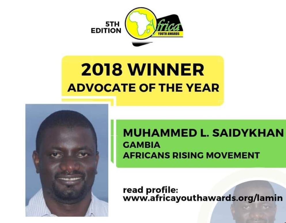 2018 Africa Advocate of the Year Award goes to Md Lamin Saidykhan