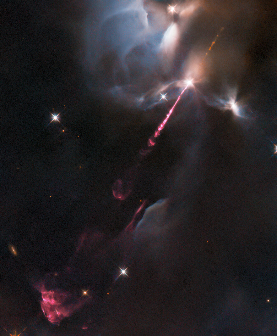 Hubble captures energetic outburst from infant star