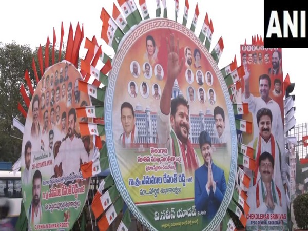 Hyderabad plastered with posters of Revanth Reddy ahead of his swearing-in as Telangana Chief Minister