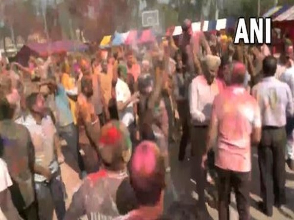 BSF personnel celebrate Holi with their family in Amritsar