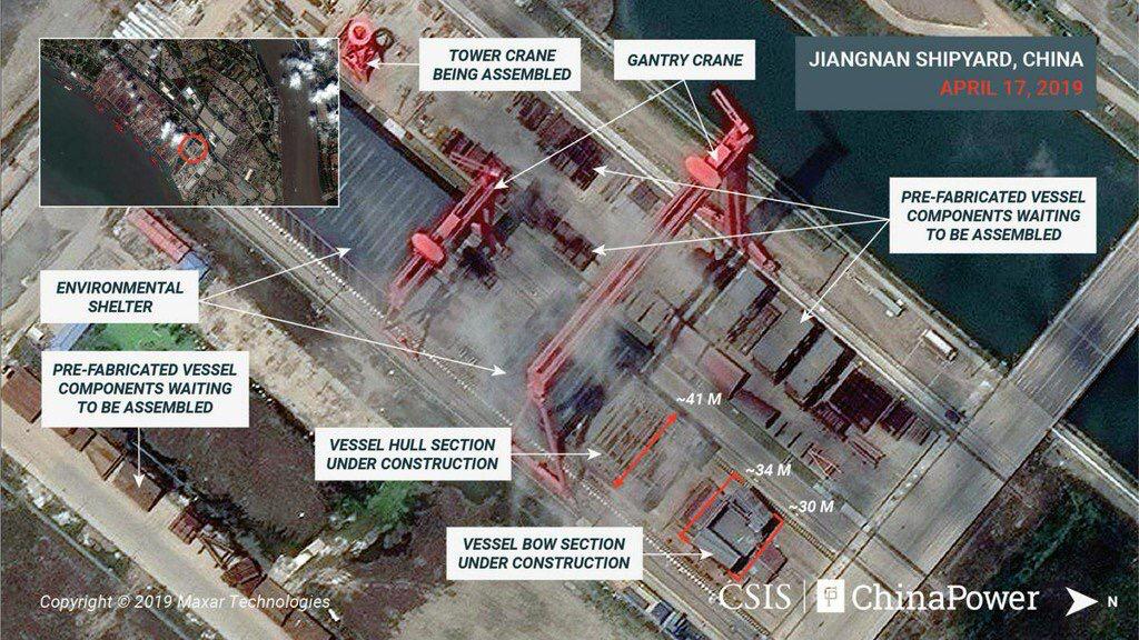 Satellite pictures showcase China building third aircraft carrier 