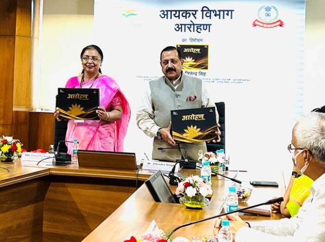 Dr Jitendra launches book ‘Aarohan’ on journey of Income Tax Department over decades