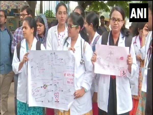 Junior doctors stage protest against NMC Bill 2019 in Hyderabad