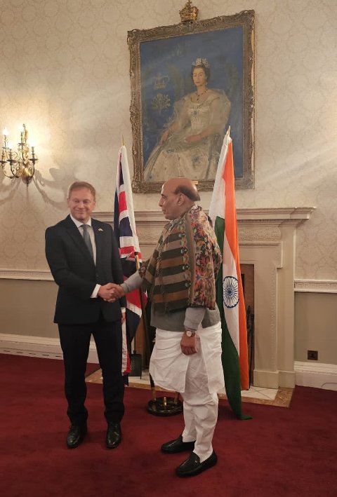 Rajnath Singh holds bilateral meeting with Grant Shapps