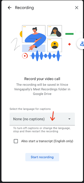 You can now include captions in Google Meet video recording