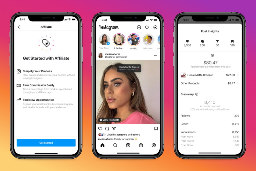 Affiliate tool, new Shop features for Instagram creators to make living 