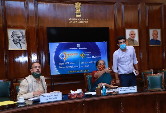 Finance Minister inaugurates Doorstep Banking Services by PSBs 