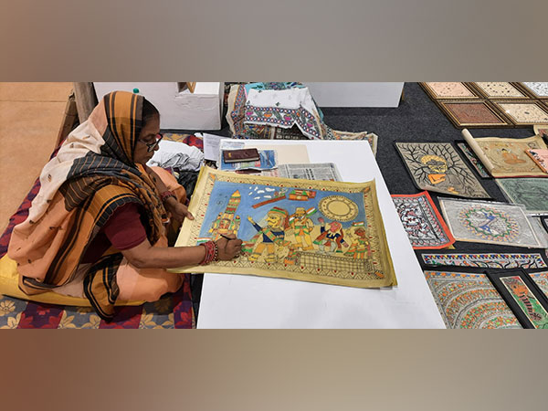 National award-winning Madhubani art exponent Shanti Devi showcases 'Chandrayaan-3' at G20 exbihition