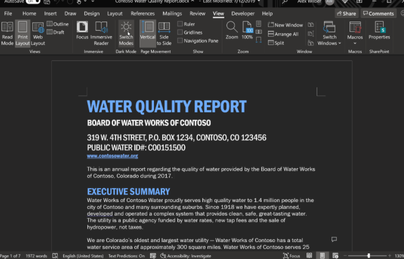 Microsoft extends Black Office theme to include document canvas