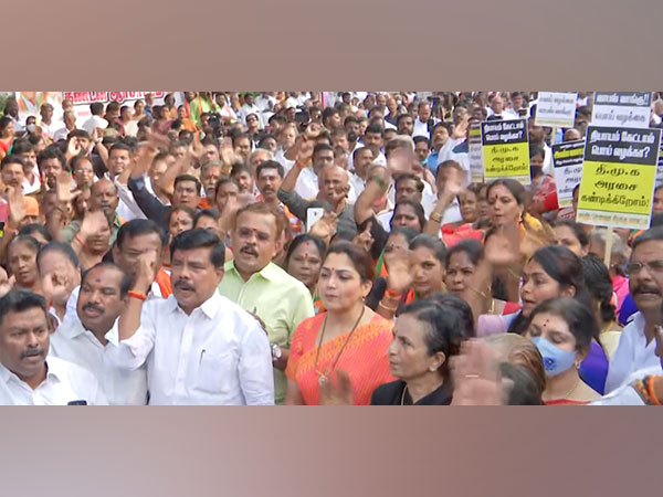 Tamil Nadu: BJP protest in Chennai against DMK govt, allege fake cases against party workers
