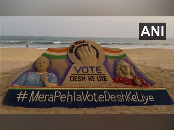 Odisha's Sudarsan Pattnaik creates sand art to raise awareness among 'First Time Voters'