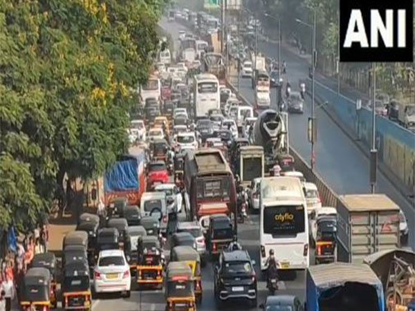 Traffic congestion on Navi Mumbai-Thane Belapur road after truck overturns