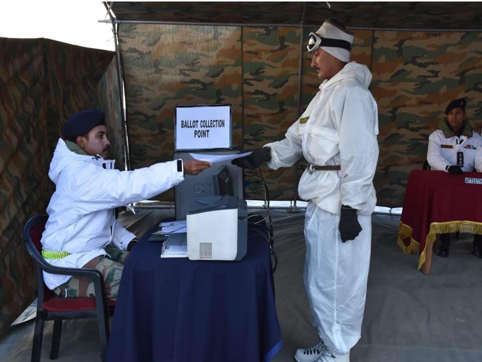 Army personnel posted at Siachen cast their votes as responsible citizens