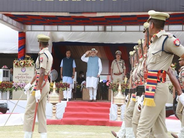 Home Minister Amit Shah presents President's Colours to Assam Police