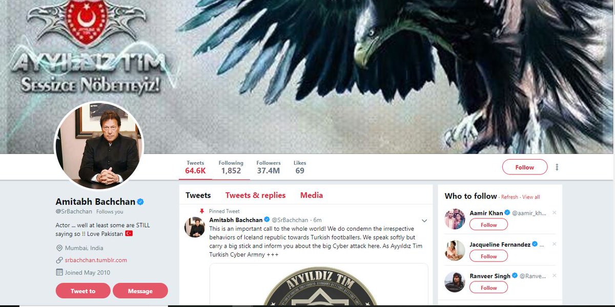 Amitabh Bachchan Twitter Account Hacked; Profile Shows Imran Khan Photo