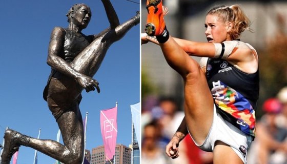 Australian Rules-Harris's famous kick against to become a statue