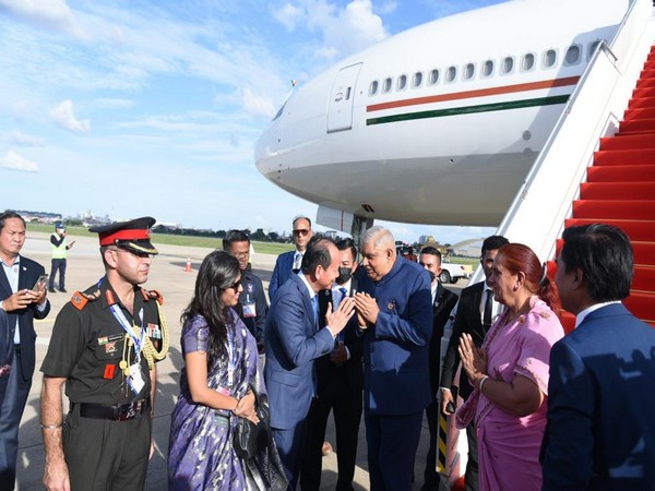 Vice President Jagdeep Dhankhar & his wife arrive in Cambodia