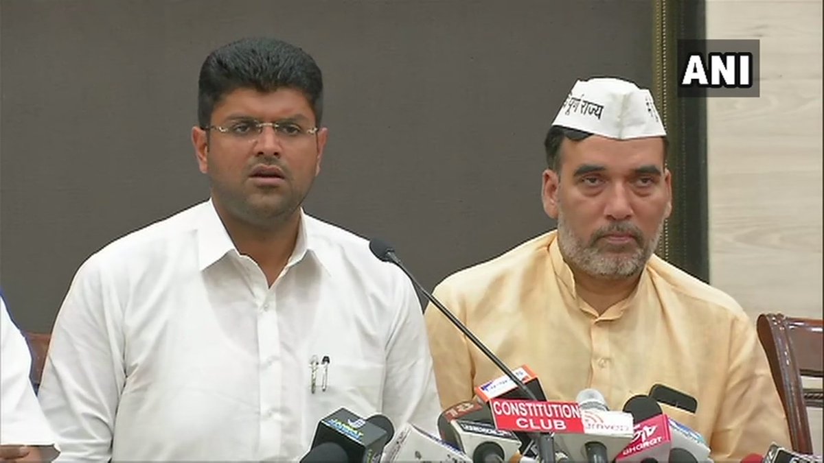 AAP and Jannayak Janata Party (JJP) announce formation of an alliance in Haryana.