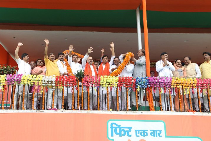 Amit Shah holds roadshow, rally in Bihar