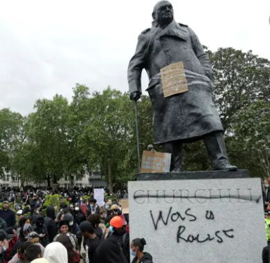 Churchill statue boarded up ahead of expected UK protests on Saturday