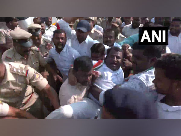 Bengaluru: Congress workers protest against toll collection at Bengaluru-Mysuru expressway, several detained
