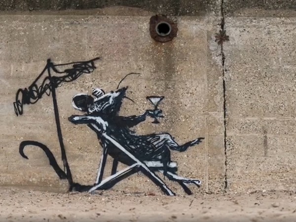 Lounging cocktail sipping rat, dancing couple on bus stop roof- Banksy reveals artworks at  UK seaside resorts