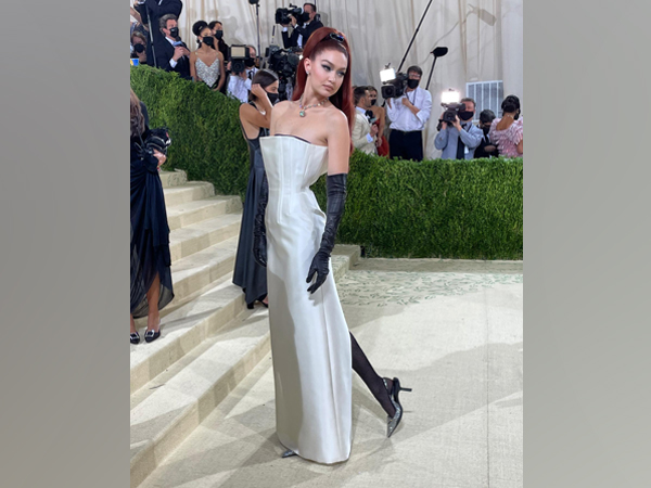 Gigi Hadid attends Met Gala 2021 in monochrome dress