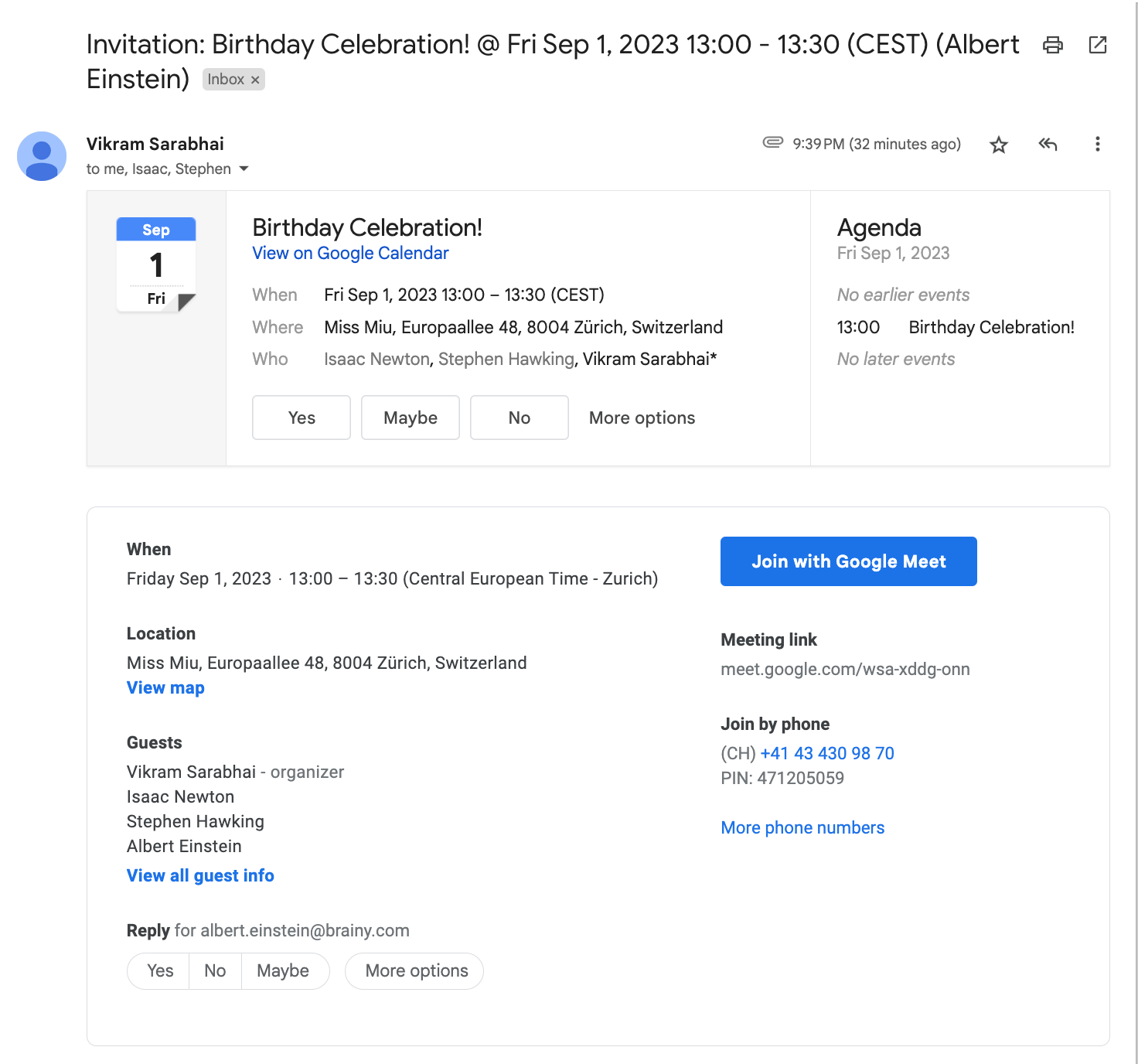 New way to display guest list in Google Calendar